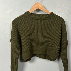 URBAN OUTFITTERS Green Cribbed Cropped Sweater Sz XP TP